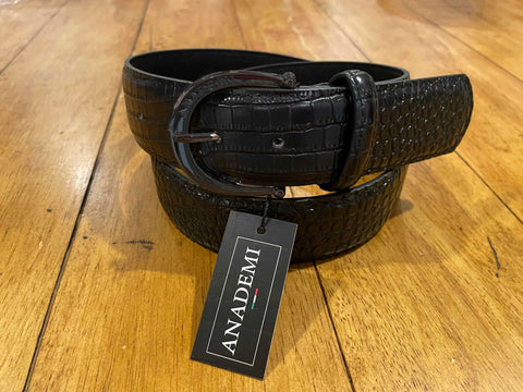 Anademi Gunmetal Buckle Leather Belts