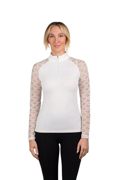 Kastel Long Sleeve White Diamond Lace Raglan