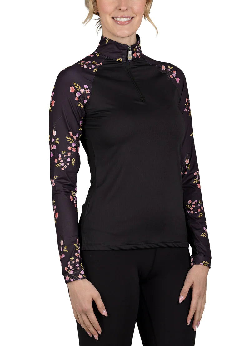 Kastel Long Sleeve Raglan Black Rose Bud