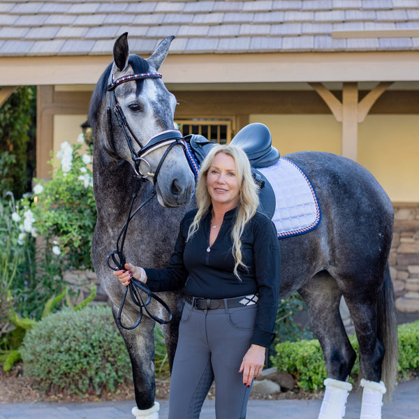 Sierra Blanca  -Gunmetal Grey, Silver & Pearl Black Leather Polo Belt