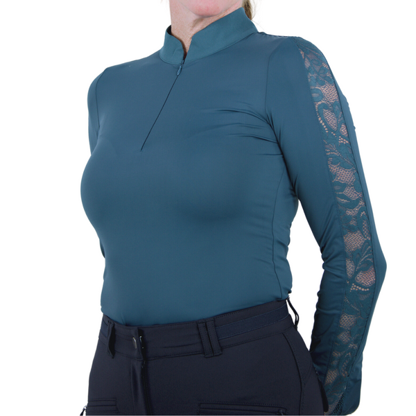 Maia Long Sleeve Lace Competition Shirt  - Teal