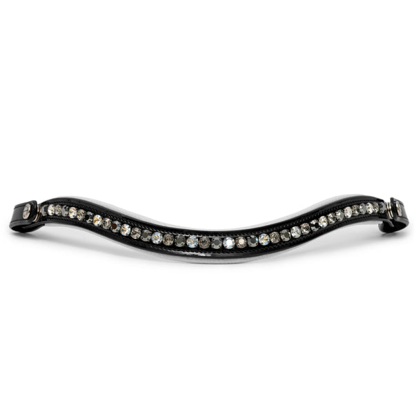 ❄️ Mont Blanc Black Patent Leather Snaffle Bridle With White Padding & Removable Flash