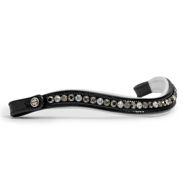 ❄️ Mont Blanc Black Patent Leather Snaffle Bridle With White Padding & Removable Flash