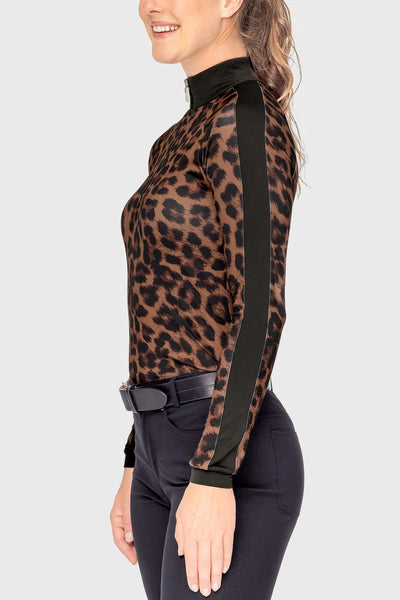 Kastel Espresso Leopard Long Sleeve 1/4 Zip Sun Shirt