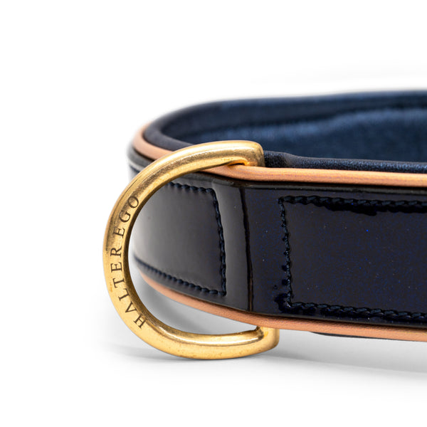 Revolution Patent Blue Leather Dog Collar