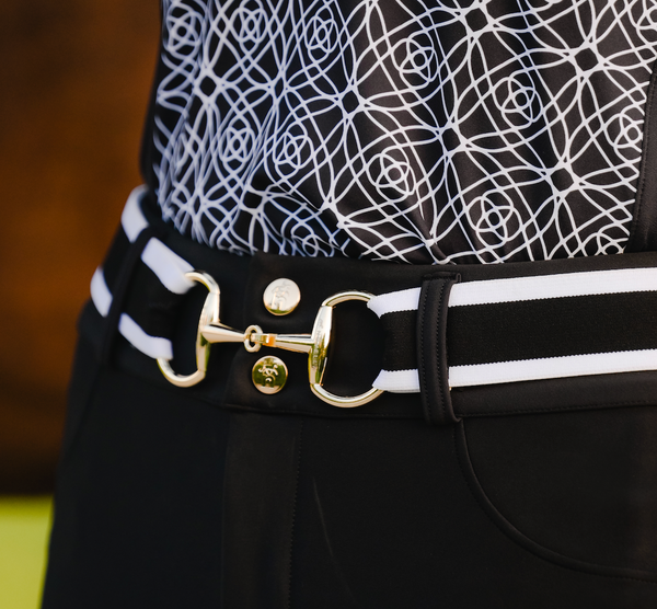 The Novella Black + White Stripe Snaffle Belt