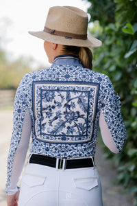 The Ginger Jar Print Sun Shirt- Shades of Indigo