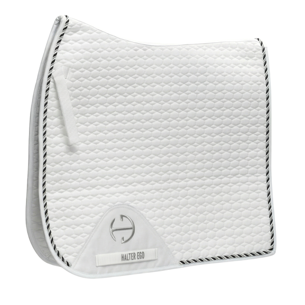 European Cotton Dressage Saddle Pad - White & Black Twist Trim