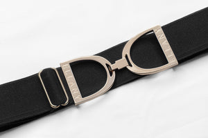 Ellany Black - 1.5" Gold Stirrups Elastic Belt