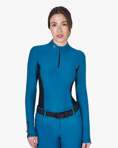 Equestro Women's long-sleeved training technical polo shirt