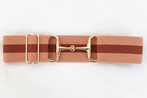 Huston x Ellany Rose Stripes - 2" Gold Snaffle Elastic Belt
