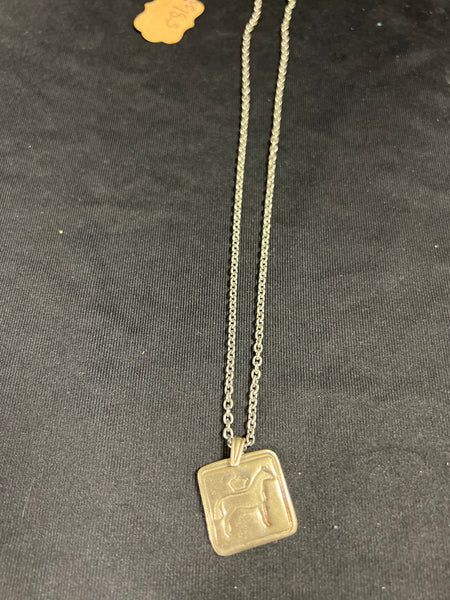 TJP White Copper Medallion on Stainless Steel Chain 18.5 inch