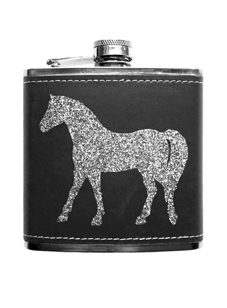 Spiced Equestrian SILVER & ONYX LADY 6 OZ. FLASK